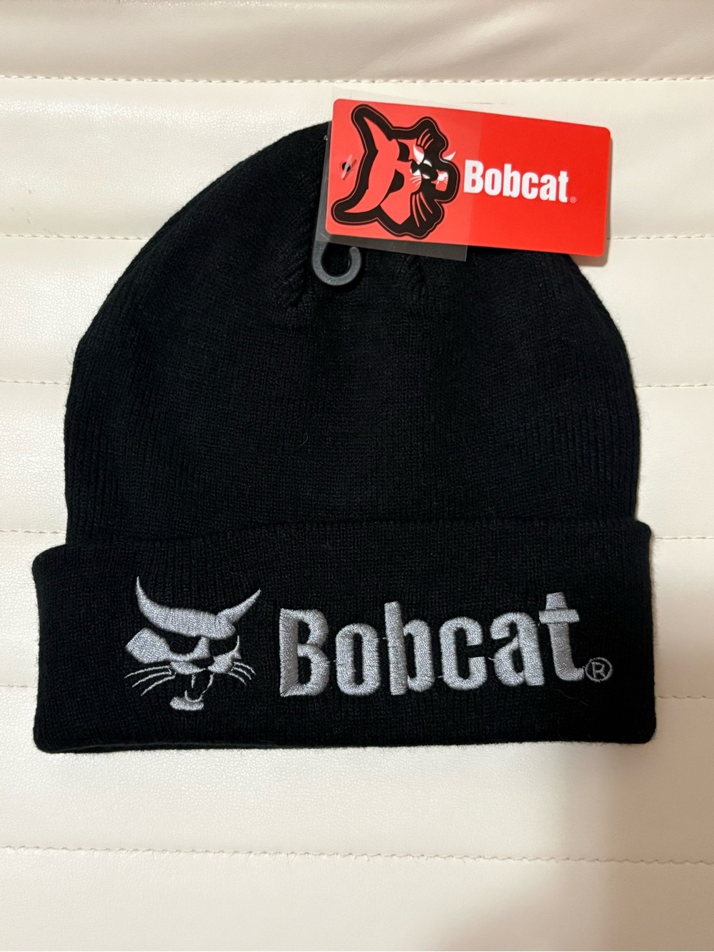 Bobcat Black Grey Beanie Hat with Embroidered Logo NWT